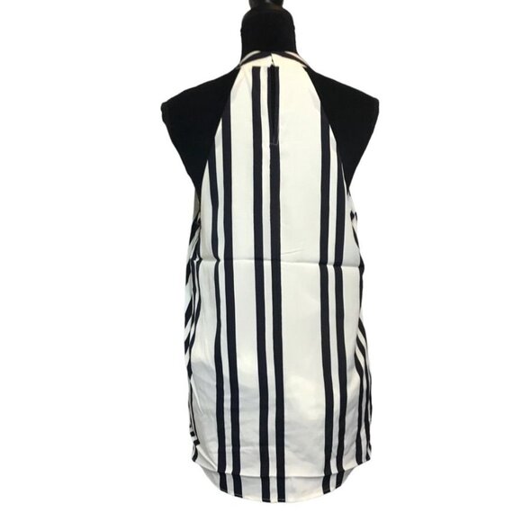 Bishop + Young Striped High Neck Top in Navy Stripe - Size L - NWT - Picture 3 of 7